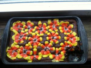 Candy corn brownies--a fall favorite