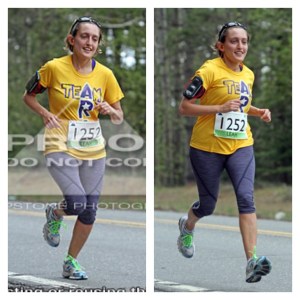 Left side: typical race photo. Right side: lookin' like a runner!