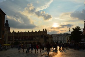 Sunset in Krakow's main square