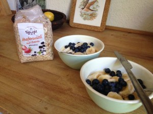 Healthy breakfasting at our Airbnb home!